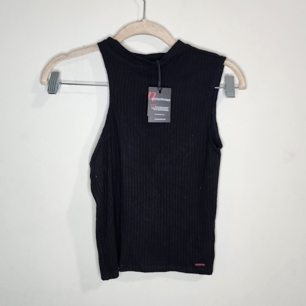 NWT n:PHILANTHROPY Black Ribbed Sleeveless Women Small Soleri High Neck Tank Top - Picture 2 of 8